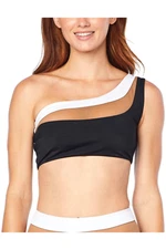 Nomads Swimwear One-Shoulder Bay Top with Power Mesh Paneling Black