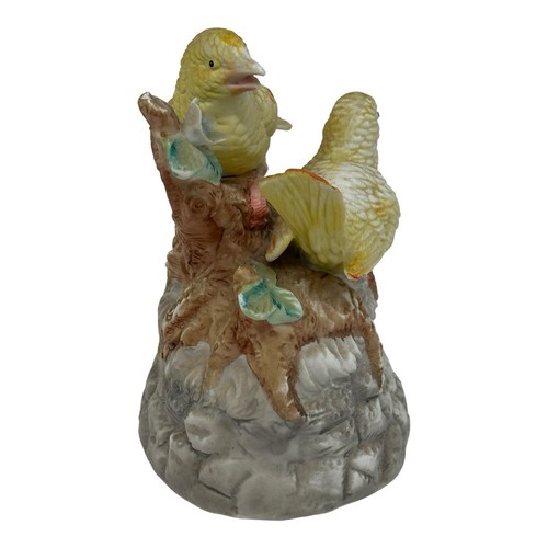 Vintage Porcelain Bisque 2 Yellow Birds on Branch Music Box Top Only 6” Tall - Picture 5 of 9