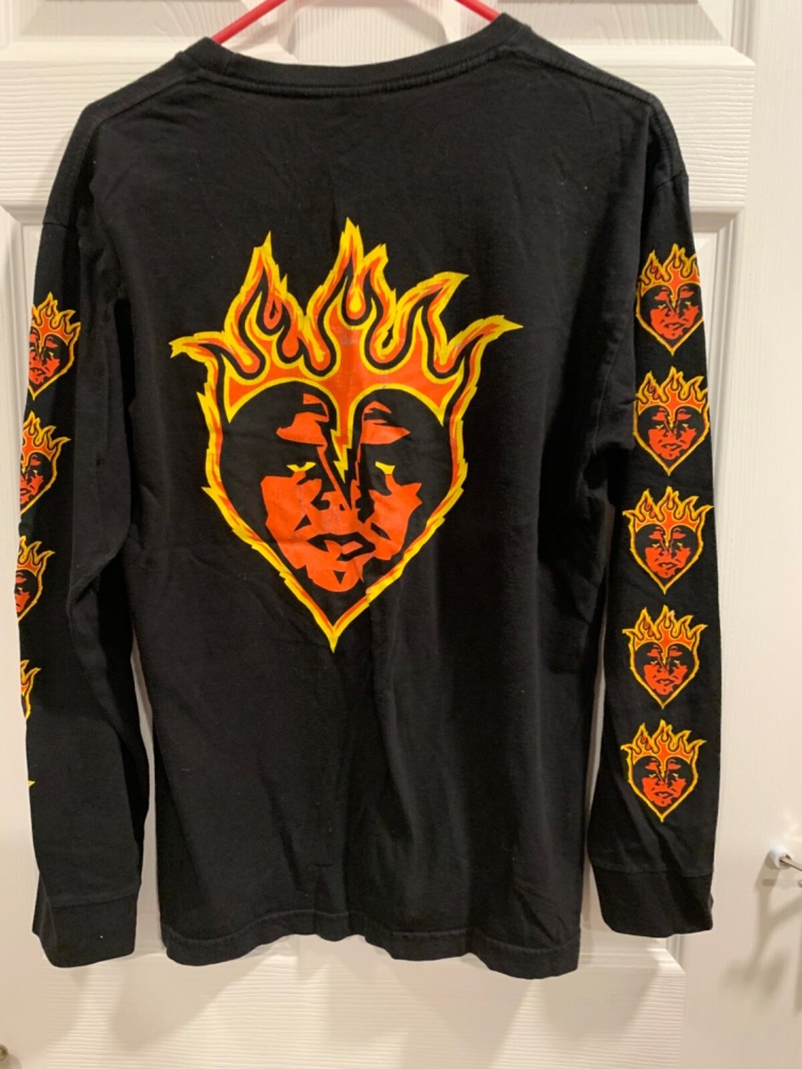 Obey Flame Heart Black T-Shirt Long Sleeve Size Medium Men