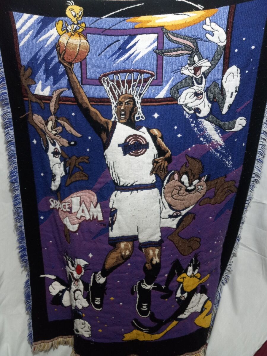 Vintage 1996 Original Space Jam Blanket Throw Michael Jordan Vintage 1996 Original Space Jam Blanket Throw Michael Jordan