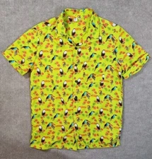 Amscan Inc. Hawaiian Button Up Shirt Toucan Fllowers Yellow Adult Small Beach 