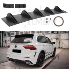 For Volkswagen VW Tiguan Car Rear Bumper Diffuser Lip 10 Shark Fins Spoiler Wing