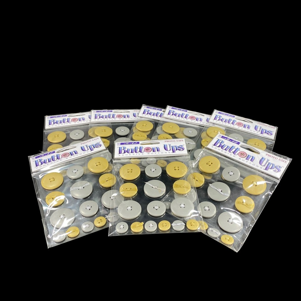 8 pks Sticko Button Photo Safe Adhesive GOLD & SILVER Buttons Scrapbook