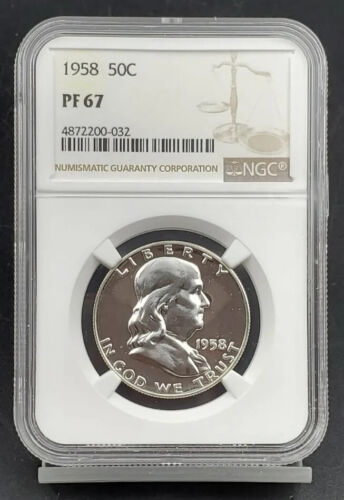 1958 P Franklin Silver Half Dollar Coin PF67 NGC Gem Proof 50c #032 - Picture 1 of 4