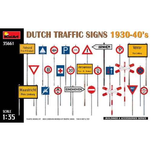 MINIART 1:35 KIT ACCESSORI SEGNALI STRADALI DUTCH TRAFFIC SIGNS  1930-40's 35661