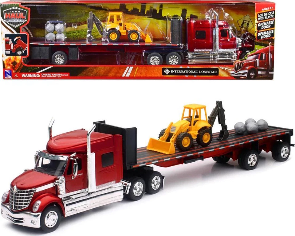 International Lonestar Truck w/ Flatbed Trailer, Front Loader and Rocks Long - Image 2 of 2