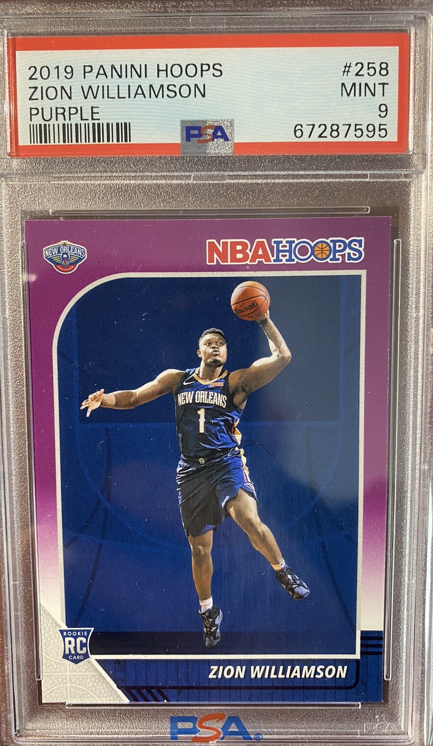 ZION WILLIAMSON 2019 Panini NBA Hoops 258 Purple RC Rookie PSA 9🔥🔥