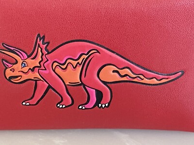 COACH RED LEATHER TURNLOCK TRICERATOPS DINOSAUR CARD CASE | eBay