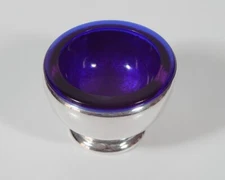WB Mfg Co B80 Weidlich Brothers Silver Plate & Cobalt Blue Glass Salt Dip