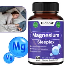 Magnesium Sleeplex - Improved Sleep, Stress, Anxiety Relief Capsules