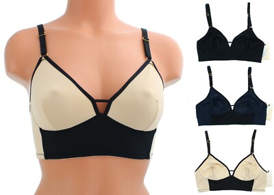 Lively Wireless Bra 42222, Adjustable Straps, Elastic Band, Lined Cups, Plunge