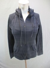 ATHLETA Size S Womens Gray Drawstring Full Zip Stand Collar Athletic Jacket 405