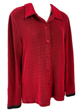Softwear By Mark Singer Jacket Medium Red Travel Knit Cardigan Sweater Top Shirt