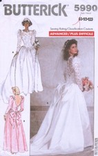 BUTTERICK PATTERN 5990  1988 BRIDAL/ BRIDESMAID GOWN SIZE 8-10-12 NEW
