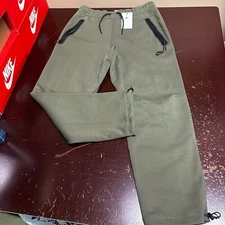 Nike Mens Green Sportswear Tech Fleece Standard Fit Straight Bungee Pants Size L