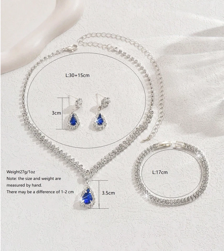 Collar de diamantes de imitación para mujer pendientes colgantes cadena nuevo regalo joyería de moda Foto 3 de 4