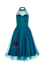 NWT $260+BRIGHT & BEAUTIFUL FAITH EVENING TEA DRESS TEAL Tulle sz M