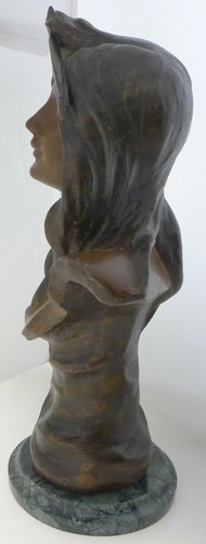 Jugendstil-Büste "Diana" - Aristide de Ranieri (1865-1929) bronzierter Zinkguss - Bild 3 von 10