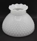Vtg Hobnail White Milk Glass Ruffle Top Hurricane Lamp Shade