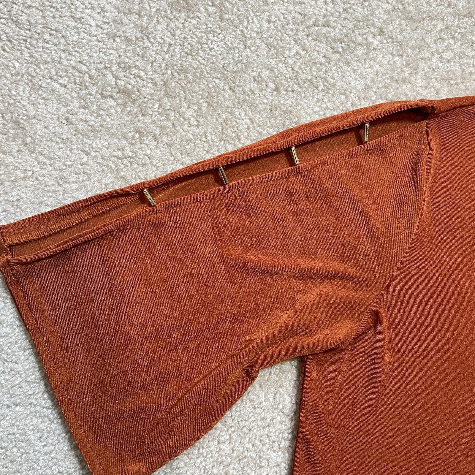 Michael Kors Top Hardware Detail Sleeve Orange Blouse Women's Size S thumbnail 10