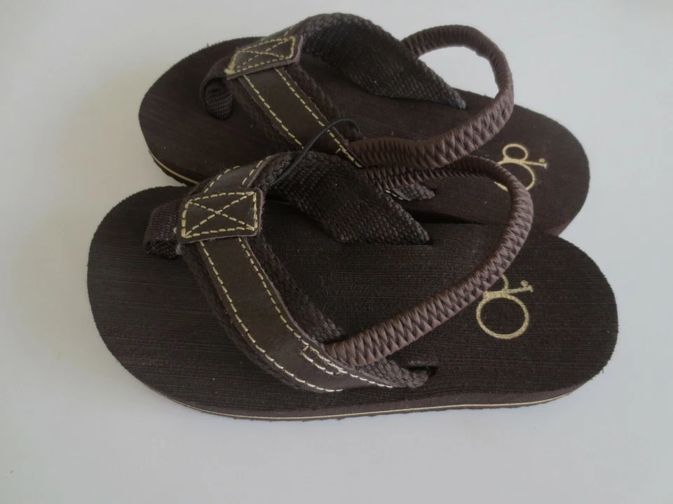 NUEVO Niño Niño Pequeño **7**8**10** OP Marrón Chanclas Imitación Cuero Sandalias Zapatos Foto 2 de 3