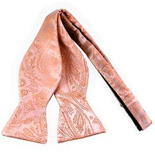 New men's self tie free style bowtie paisley polyester formal wedding prom Peach