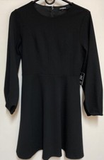 Express Black Dress Knee Length Long Sleeve Women's Black Fit & Flare Small