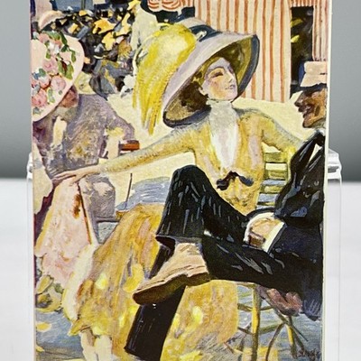ART NOUVEAU LADY Jugend PAUL RIETH Artist Postcard BY THE LAKESIDE BEACH Glamor