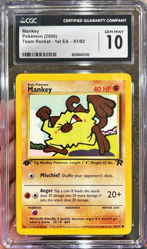 Mankey (1st Edition) graded CGC 10 for sale on eBay