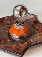 Applique design pop art lampada da parete plafoniera anni 70 ceramica marrone arancione🍊