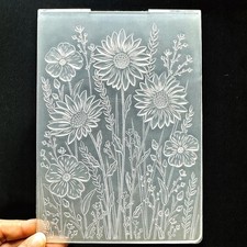 3D Plastic Embossing Folder Template Sunflowers and Flowers Texture 5x7 white