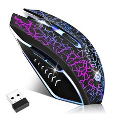 Wireless Gaming Mouse, Rechargeable Wireless Computer Mouse, 7-Color LED Ligh...