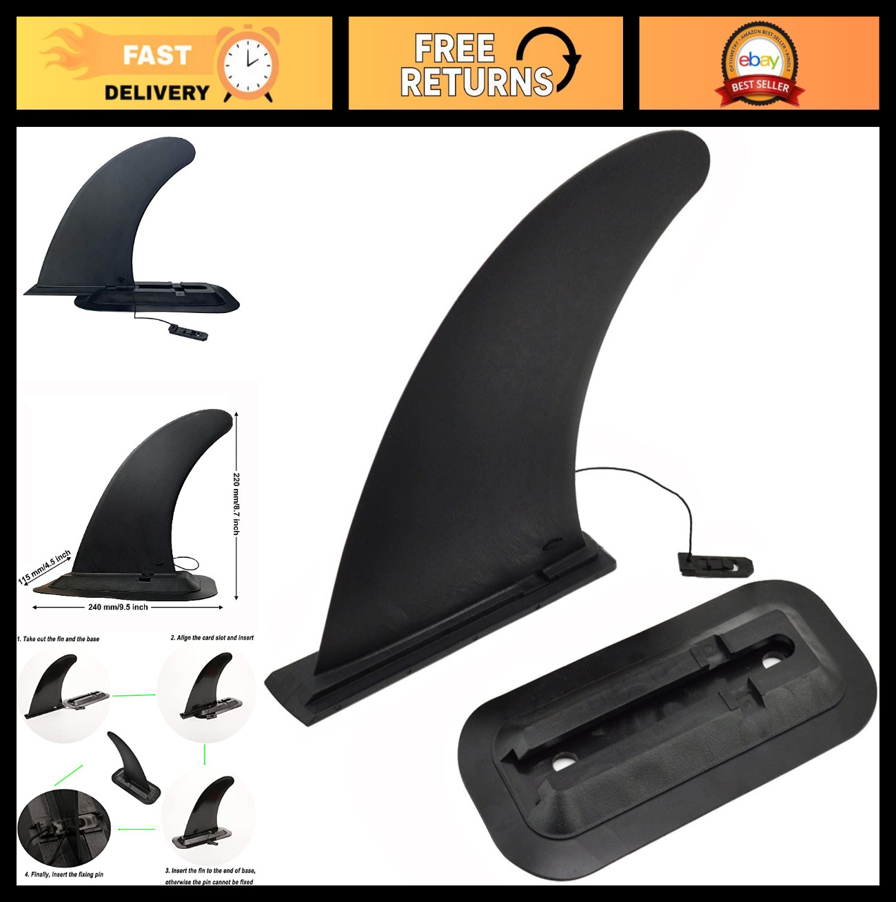 Rudder Kit With Skeg Tracking Fin For Inflatable Canoes & Su