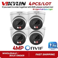 4 Pack Vikylin 4MP POE Camera Outdoor Full Color  IR LED Wired Onvif Microphone