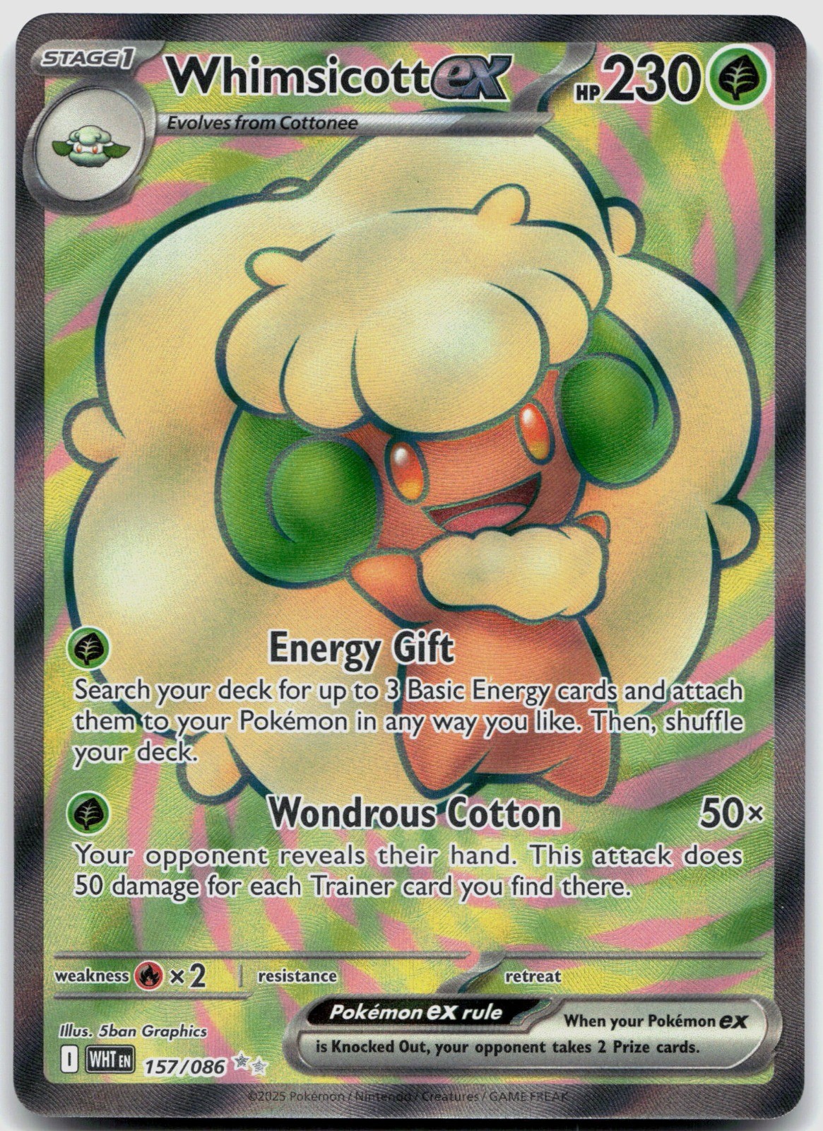 Whimsicott ex 157/086 SV: White Flare POKEMON TCG Ultra Rare