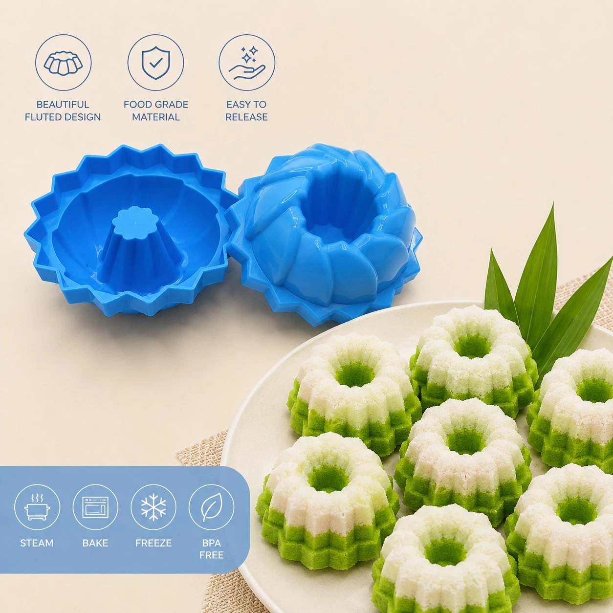 Kuih Puteri Ayu Mold 12PCS Mini Muffin Jelly Pudding Kue Putu Cake Mold