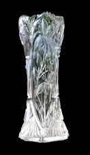 Gowans Kent Canadian American Brilliant Period Cut Glass Tall Vase Trillium ABP