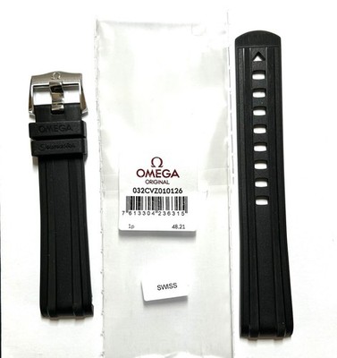 Original Omega Seamaster 20mm Black Rubber Watch Band Strap with Buckle 