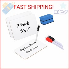 Affrolling 2 Sets Small Whiteboard Dry Erase Boards 5" x7'' Mini Double Sided Dr