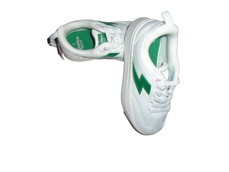 Zapatilla deportiva Justice Sport niñas blanca GMG plataforma con detalle verde talla 2 nueva con etiquetas Foto 4 de 4