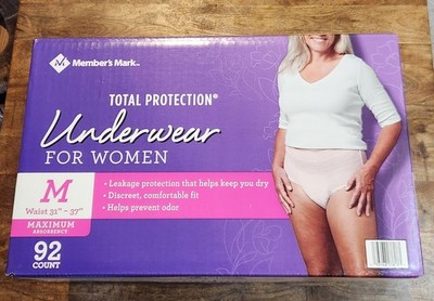  Members Mark Total Protection Underwear For Women Medium (92 Count)