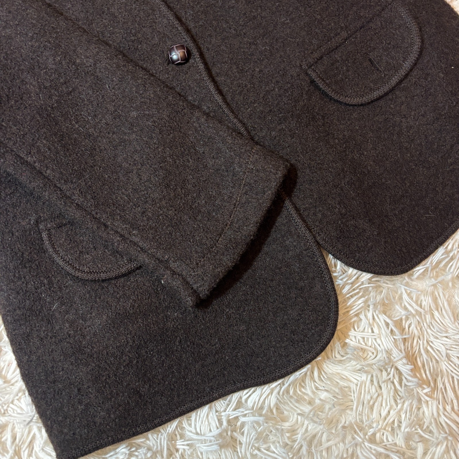 Wool Button Front Blazer Jacket Collarless Women'… - image 5