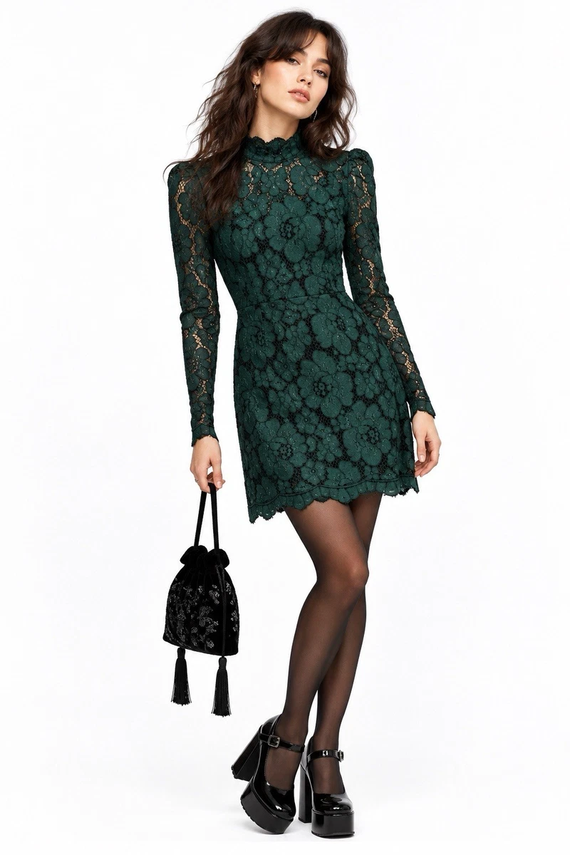 green lace holiday dress Sheath Dresses for Women for sale party short emerald green cocktail dress