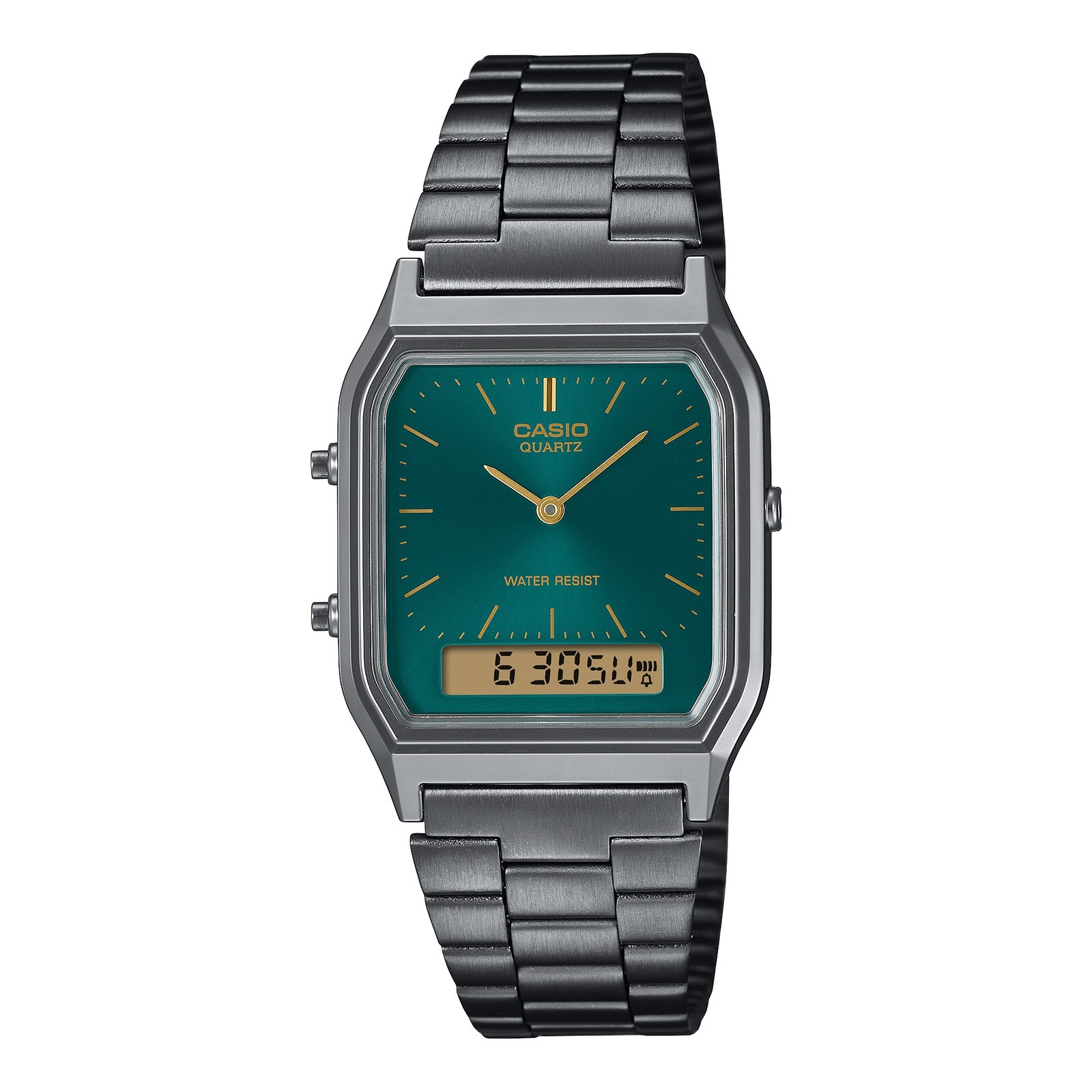 Wristwatch CASIO AQ-230EGG-3AEF Steel Black Green Alarm Chrono Vintage