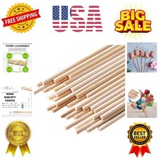 50PCS Wood Sticks Wooden - 1/4 x 17.5 Inch Bamboo Sticks - for Crafts  Hardwoo...