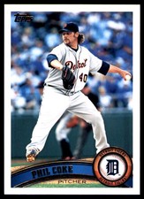 Phil Coke 2011 Topps #391 Detroit Tigers MLB READ FREE SHIPPING AutographDen