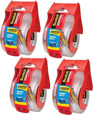 Scotch Heavy Duty Packing Tape 4 Pack with Dispenser Smooth Unwind Strong Seal