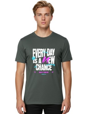 Every-Day-Is-A-New-Chance Mens Graphic Tee,100% Cotton,Casual Summer Wear