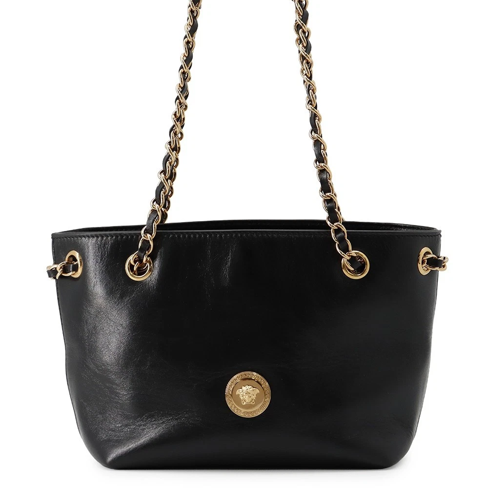Versace — Gianni Versace Medusa Chain Tote Bag Size Small Leather Black 1021383-1A15033