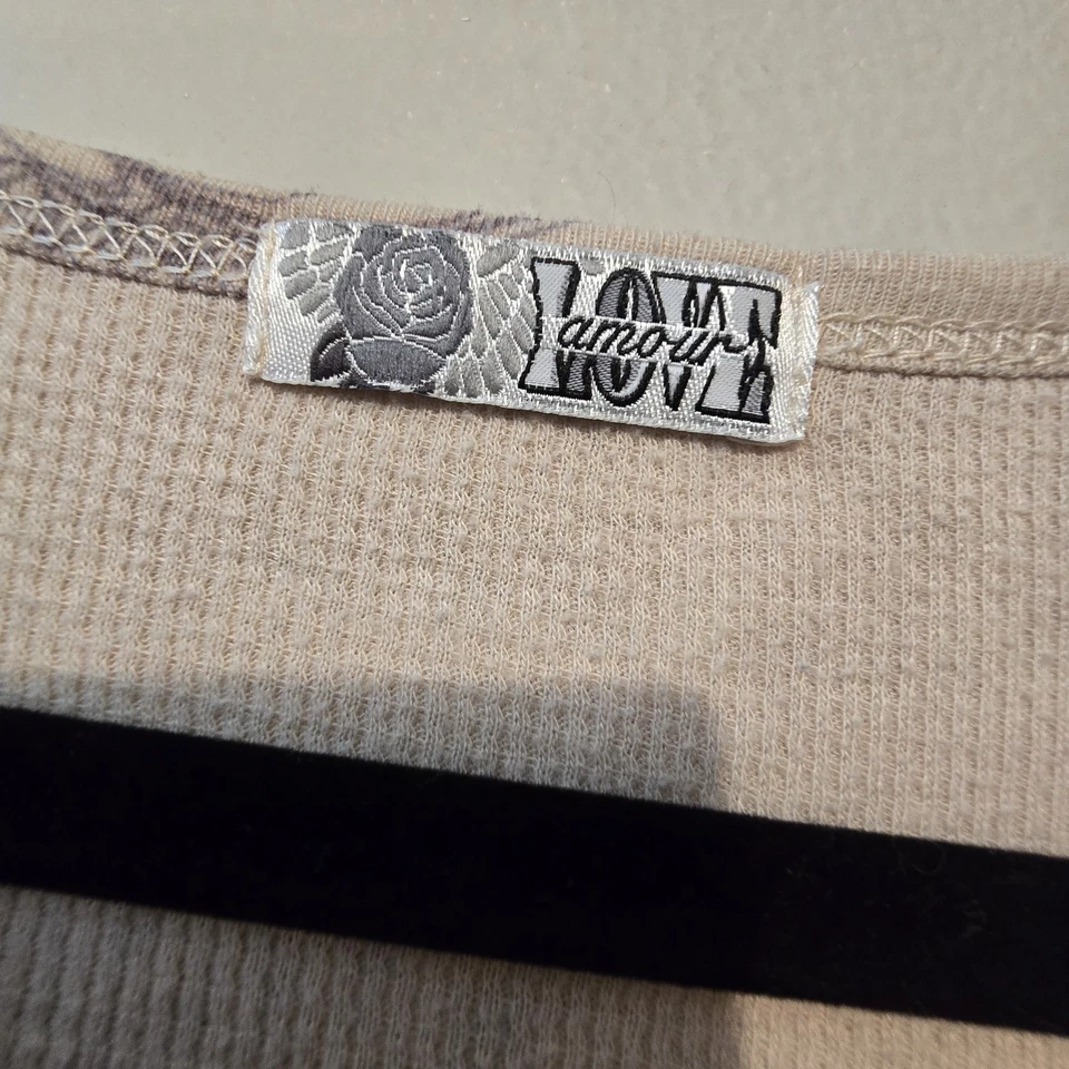 De Colección Y2K Años 90 Love Amor Babydoll Henley Top Mujeres XL Floral Hada Grunge Capricho Foto 3 de 4